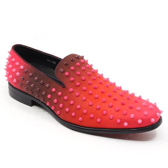 Red Men's Smoking Spike Dress Tuxedo Loafers Slip On Homecoming Prom Shoes - Picture 1 of 6
